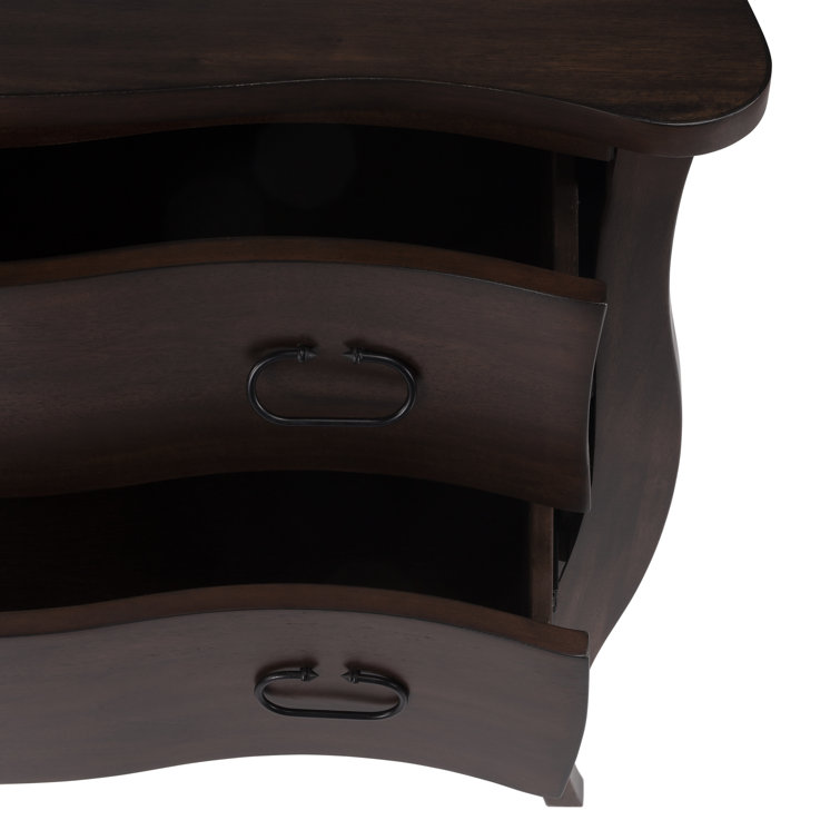 Antique Walnut Bombe Chest with Black Iron Handles