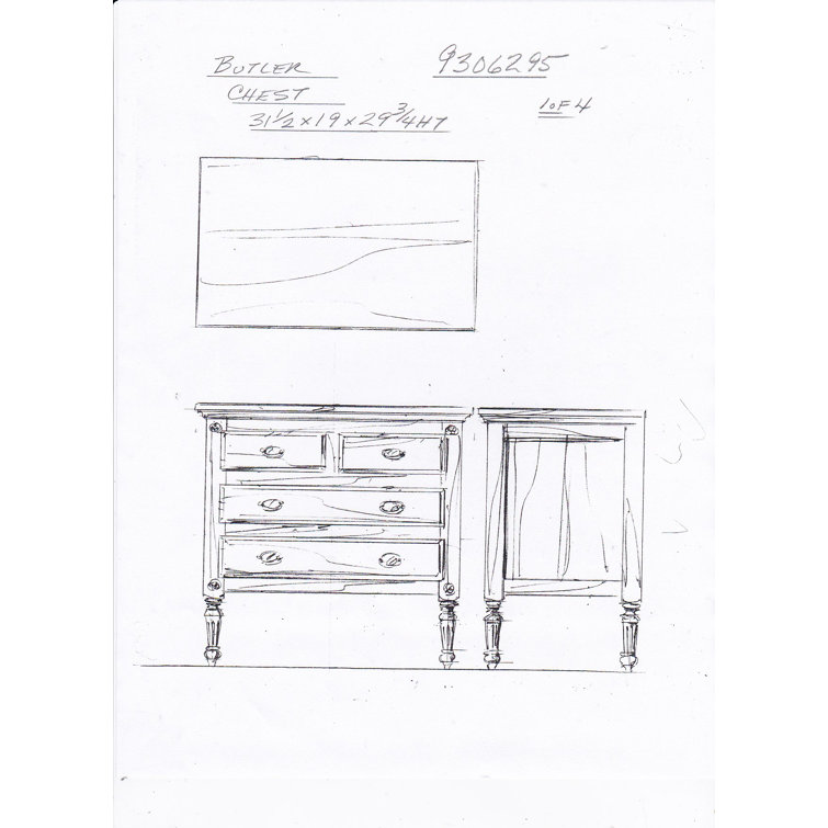 Off-White Solid and Manufactured Wood 4-Drawer Chest with Antique Bronze Hardware