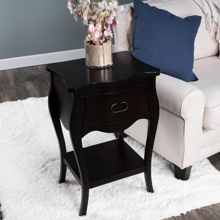 Rochelle Curvy Mahogany Veneer Nightstand with Shelf