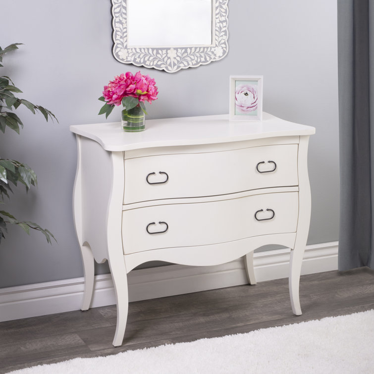White Mango Wood Bombe Chest with Black Iron Handles