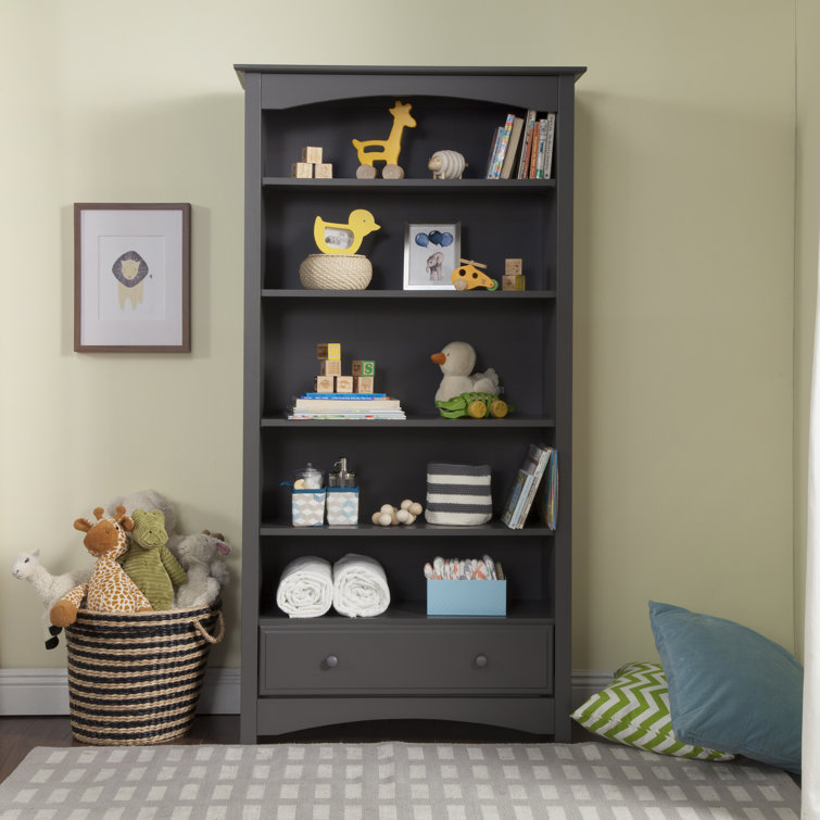 Slate Adjustable Kids Bookcase with Drawer and Shelves