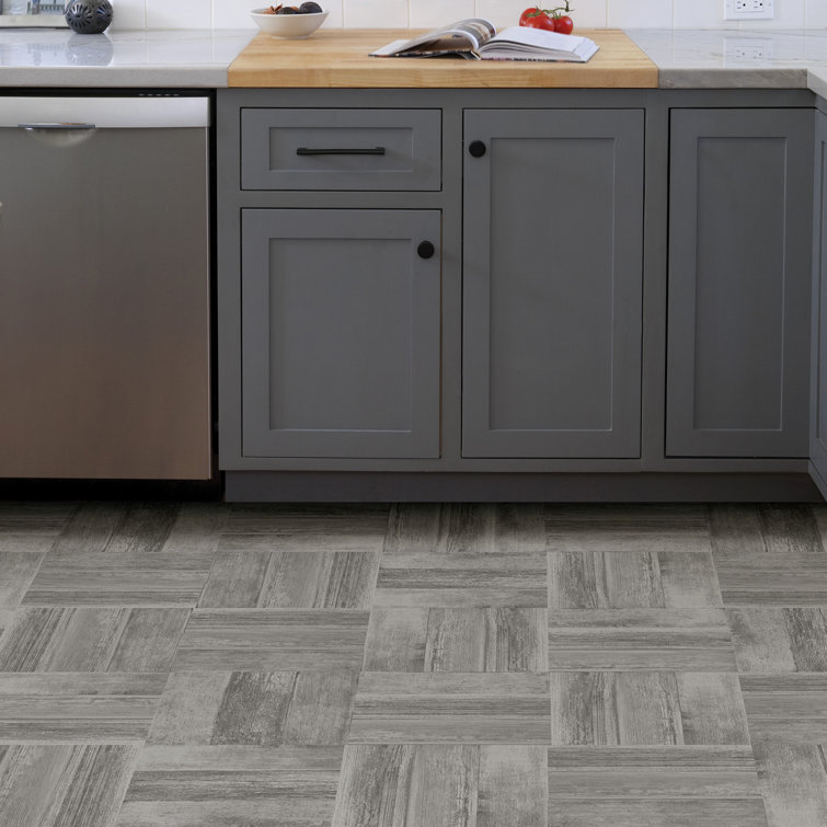 Vanleer Grey 12" x 12" Peel & Stick Vinyl Floor Tiles