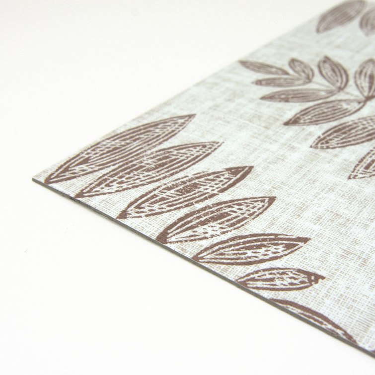 Light Brown Leaf Pattern Peel and Stick Vinyl Floor Tiles