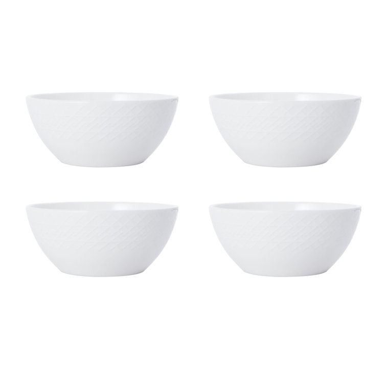White Porcelain Round Dinnerware Set, Service for 4