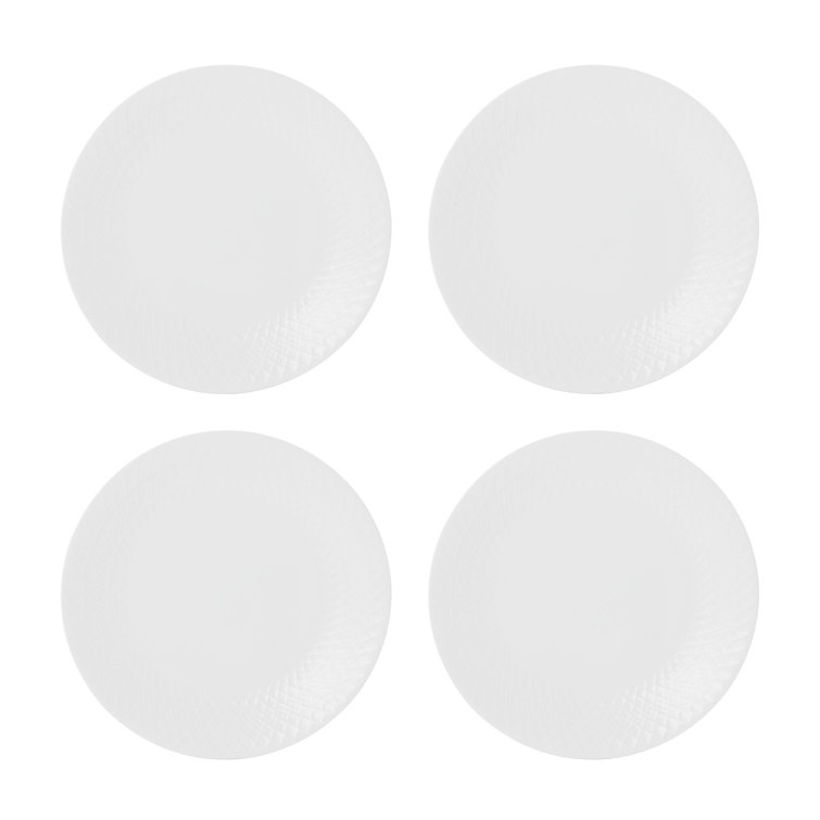 White Porcelain Round Dinnerware Set, Service for 4