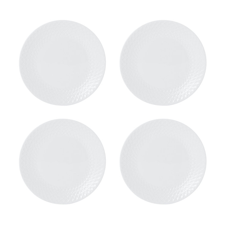 White Porcelain Round Dinnerware Set, Service for 4