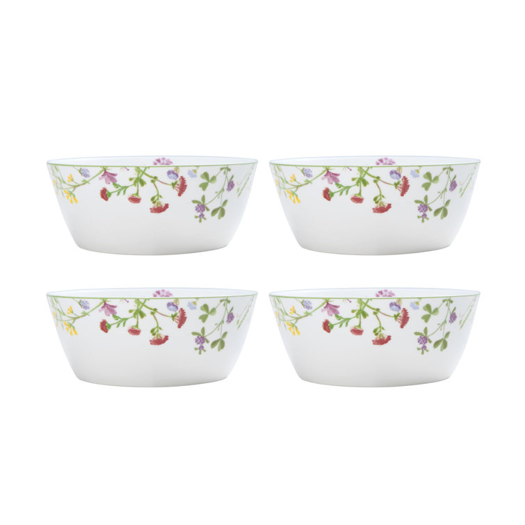 Wildflower Garden Square Floral Porcelain Dinnerware Set, Service for 4