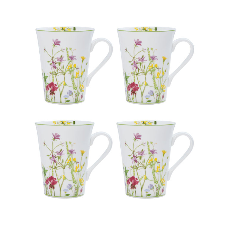 Wildflower Garden Square Floral Porcelain Dinnerware Set, Service for 4