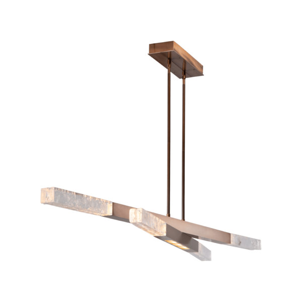 Axis Matte Black and Silver Glass LED Island Light