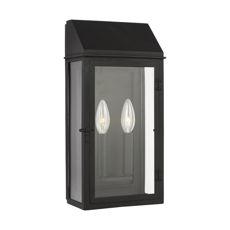 Black Aluminum 2-Light Outdoor Wall Lantern
