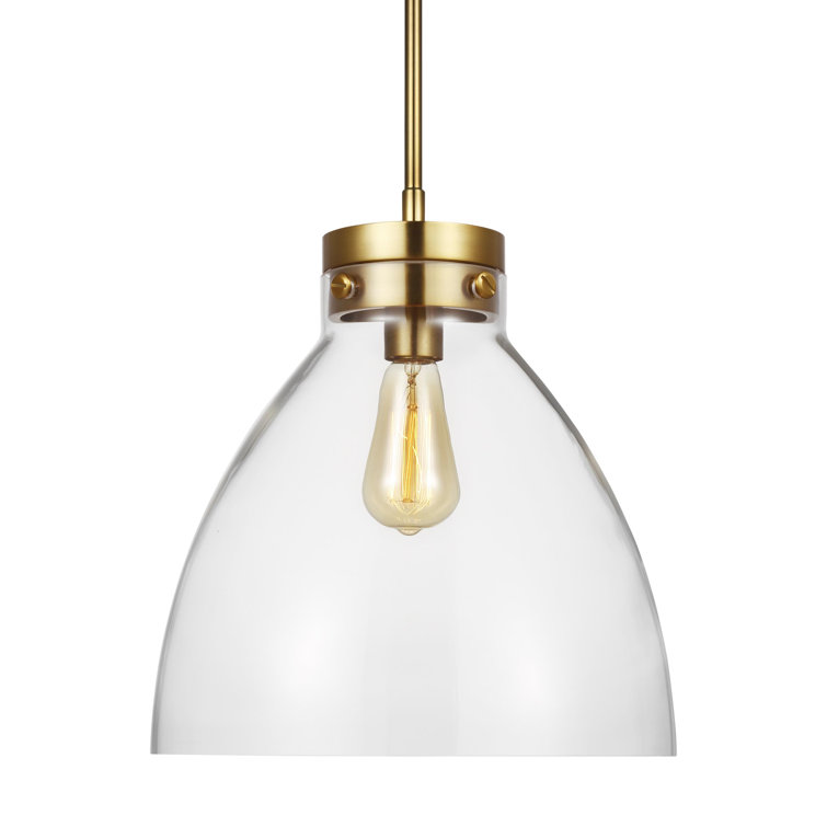 Burnished Brass Modern Pendant Light with Clear Glass Shade