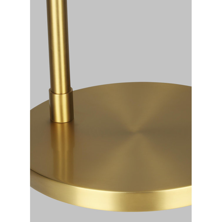 Dean Burnished Brass Outdoor Floor Lamp with White Linen Shade