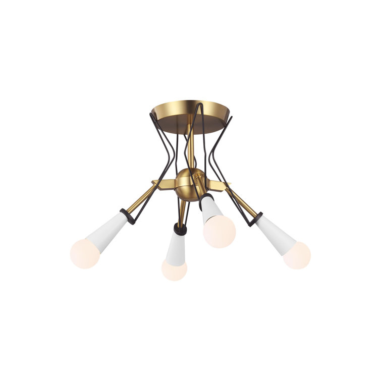 Ellen's Piro Burnished Brass & Midnight Black 4-Light Flush Mount