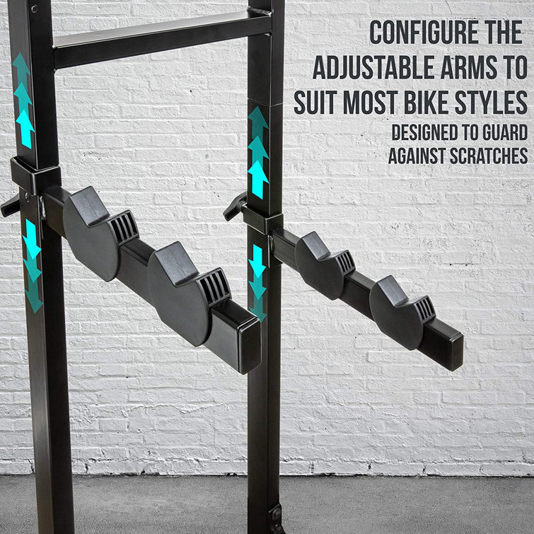 Black Steel Freestanding Adjustable 4-Bike Storage Rack