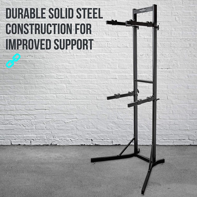 Black Steel Freestanding Adjustable 4-Bike Storage Rack