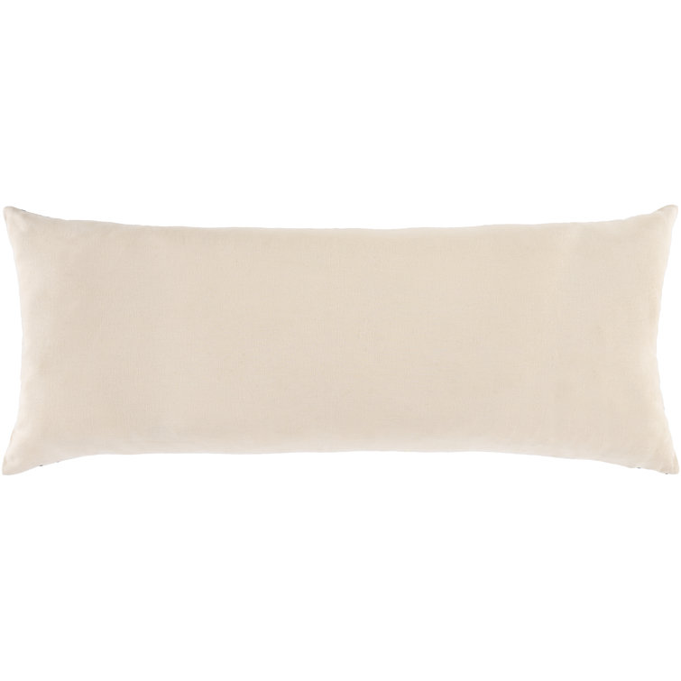 Beige and Black Cotton Lumbar Throw Pillow