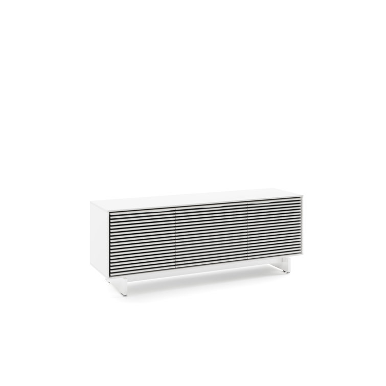 Satin White 66" Media Console with Powder Coated Steel Frame