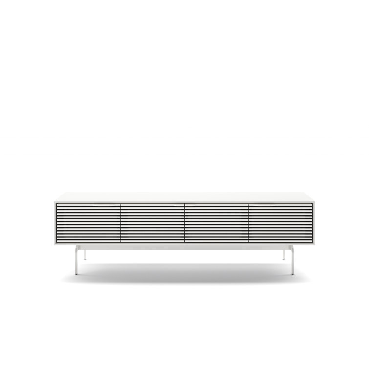Satin White 81'' Media Console with Louvers