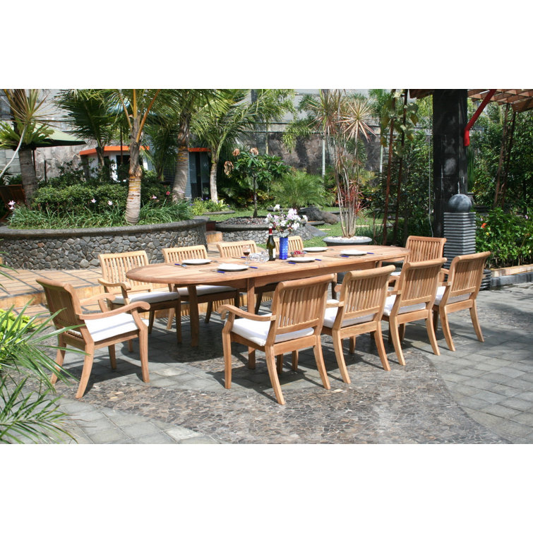 117'' Natural Teak Oval 9-Piece Outdoor Dining Set