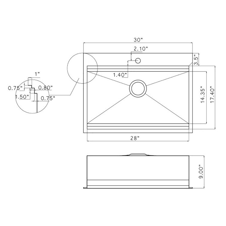 Brushed Stainless Steel Single Bowl Workstation Kitchen Sink with Faucet