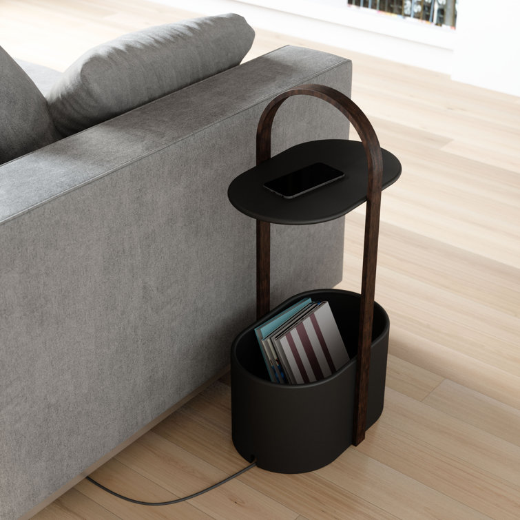 Bellwood Modern Round Wood & Metal Storage Side Table