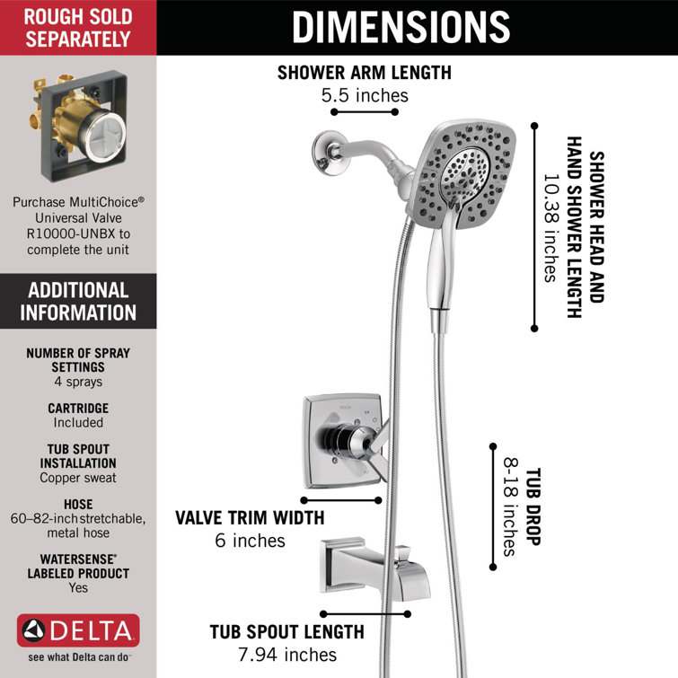 Chrome Multi-Function Handheld Wall Mounted Shower System
