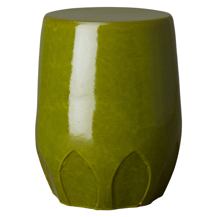 Green Glossy Ceramic Garden Accent Stool
