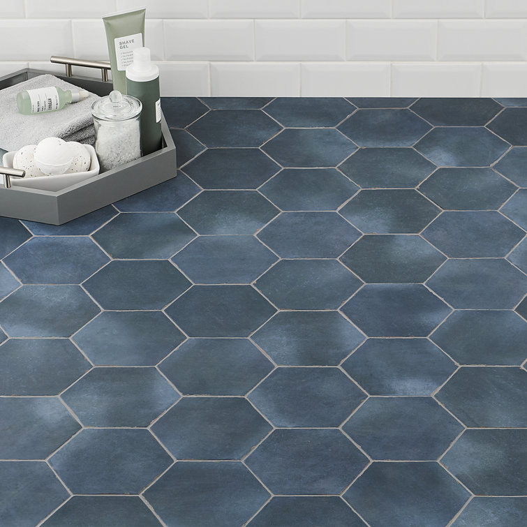 Denim Blue Hexagon Matte Porcelain Floor and Wall Tile