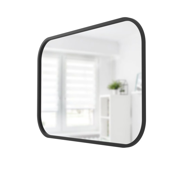 Umbra Hub 38'' Black Rectangular Rubber Rimmed Mirror