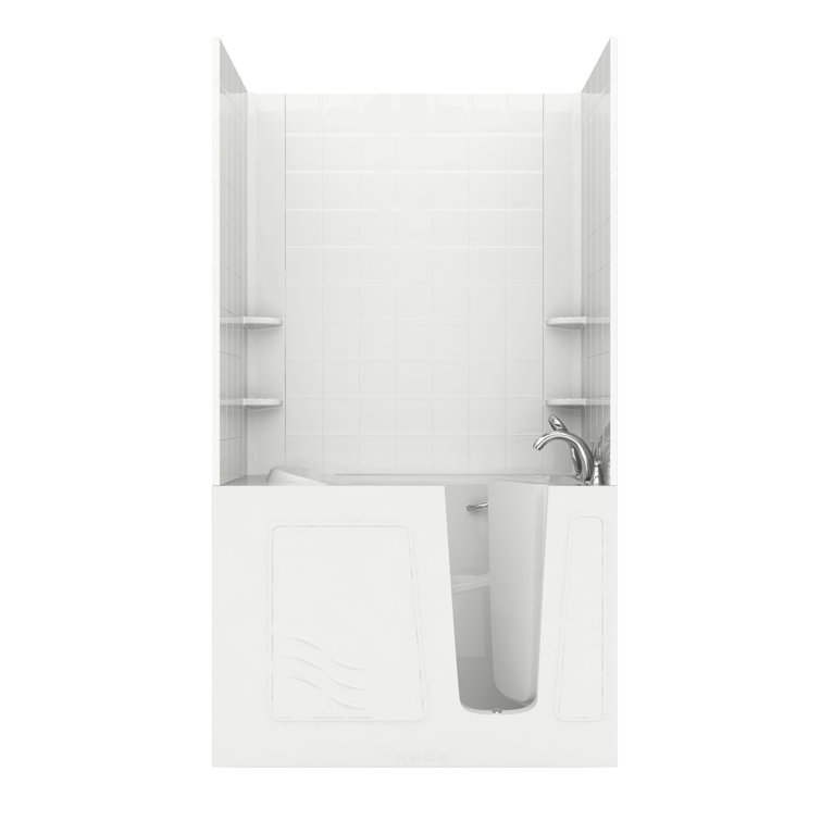 Ashton 52.8'' x 29.5'' White Fiberglass Walk-in Bathtub with Faucet