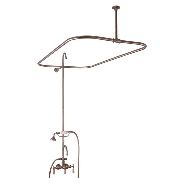 Brushed Nickel Wall Mounted Clawfoot Tub Faucet with Handshower