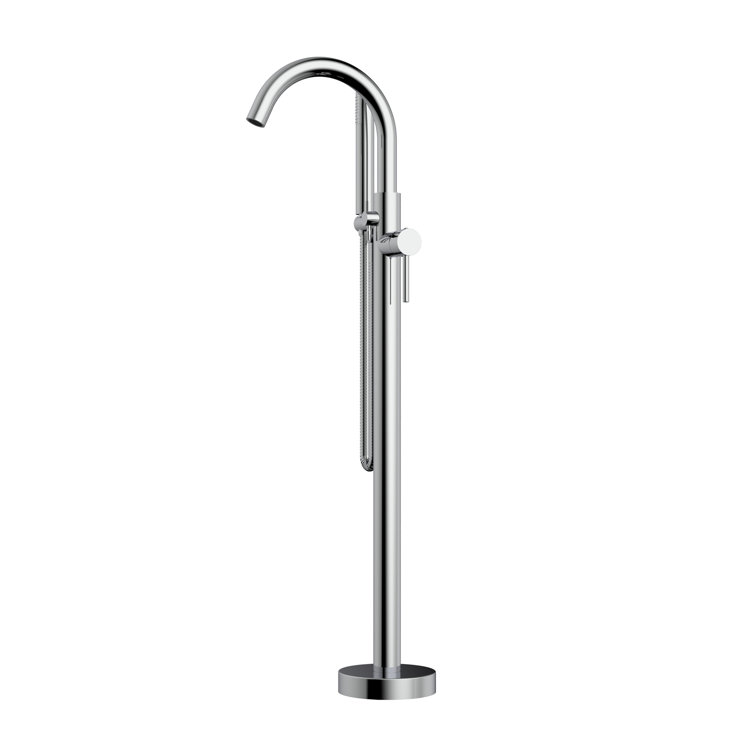 Polished Chrome Freestanding Tub Filler with Handheld Shower