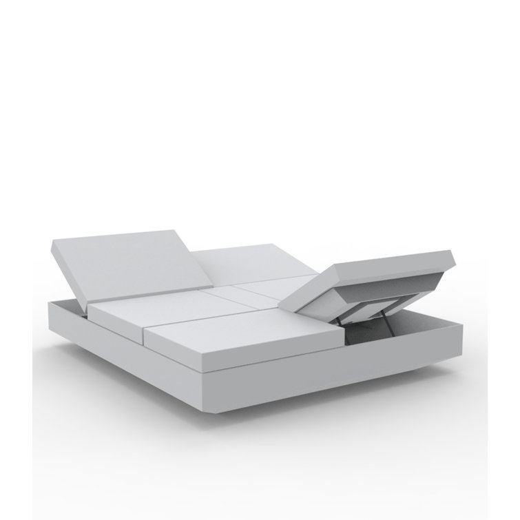 Vela Luxe White Matte Polyethylene Daybed with Nautical Vinyl Cushions