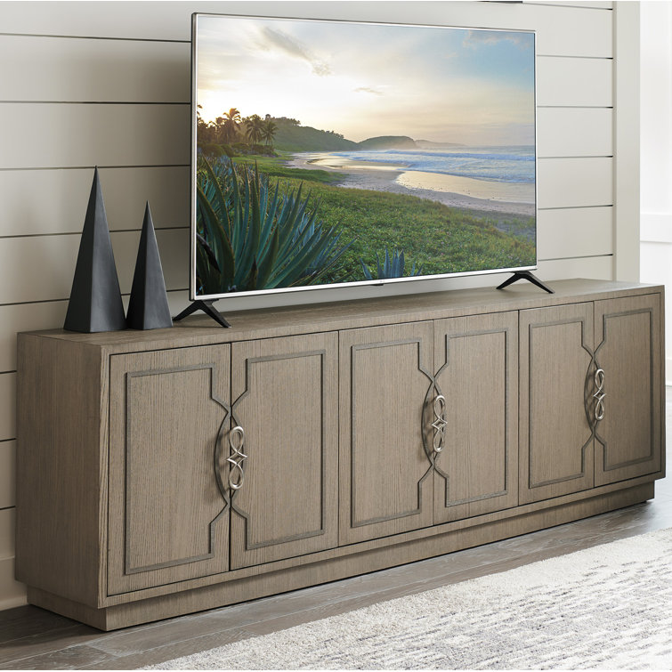 Gray Ash Veneer Transitional Media Console with Cabinet