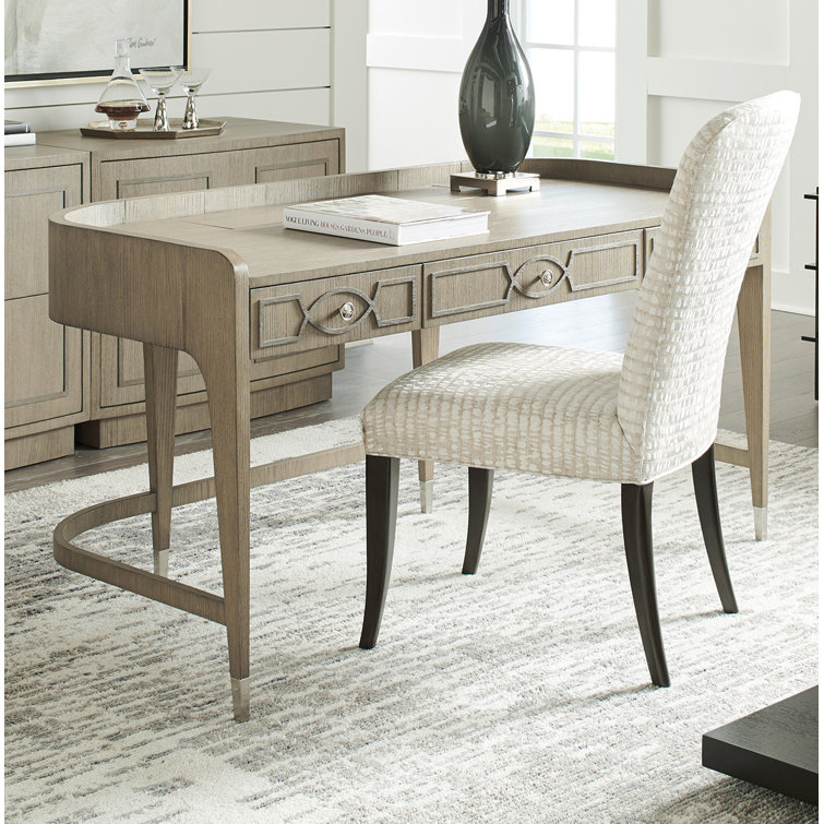 Gray Wood Transitional Home Office Desk with Drawers
