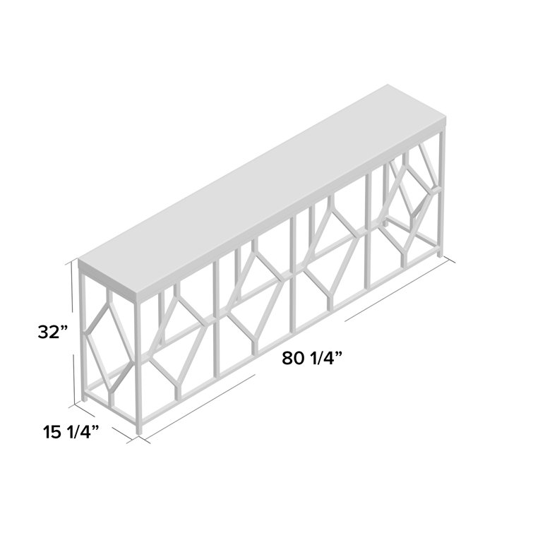 Rectangular Black Metal and Concrete Console Table