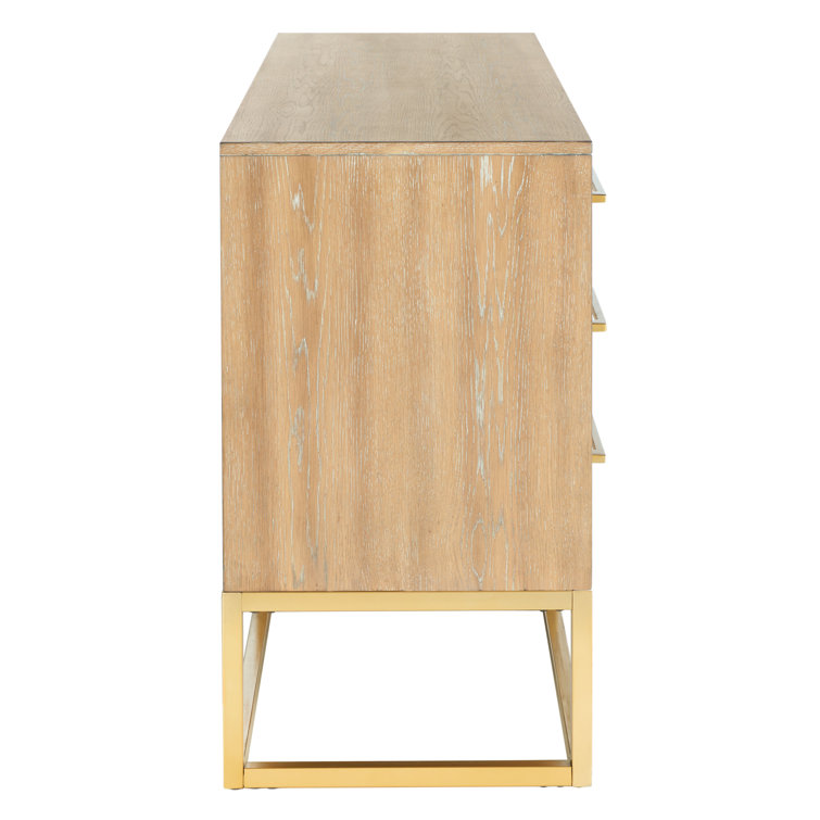 Estelle Rustic Oak 60" Double Dresser with Brass Accents