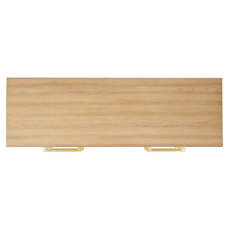 Estelle Rustic Oak 60" Double Dresser with Brass Accents