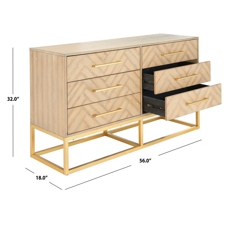 Estelle Rustic Oak 60" Double Dresser with Brass Accents