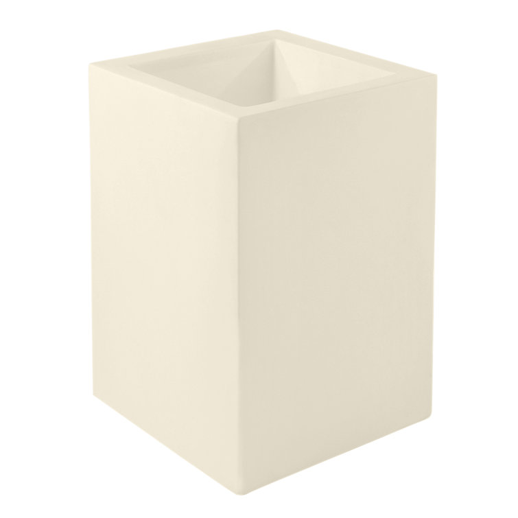 Ecru Matte Polyethylene Resin Cube Planter for Indoor/Outdoor Use
