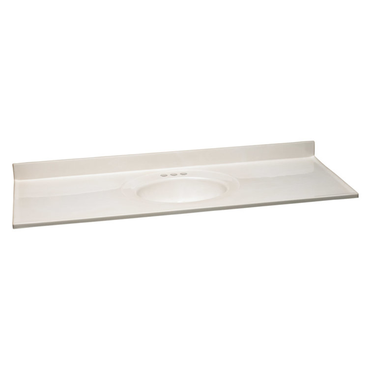 61-Inch Ivory Swirl Cultured Marble Vanity Top with Integrated Backsplash