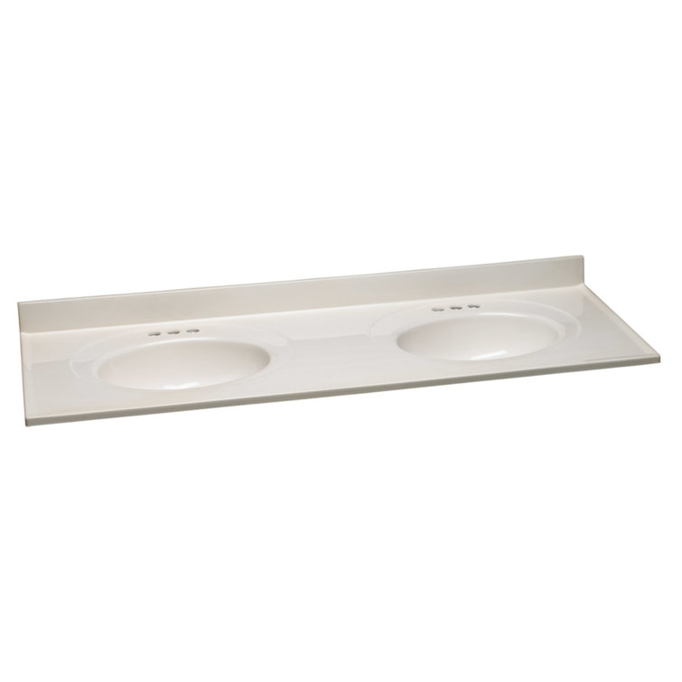 61-Inch Ivory Swirl Cultured Marble Double Sink Vanity Top
