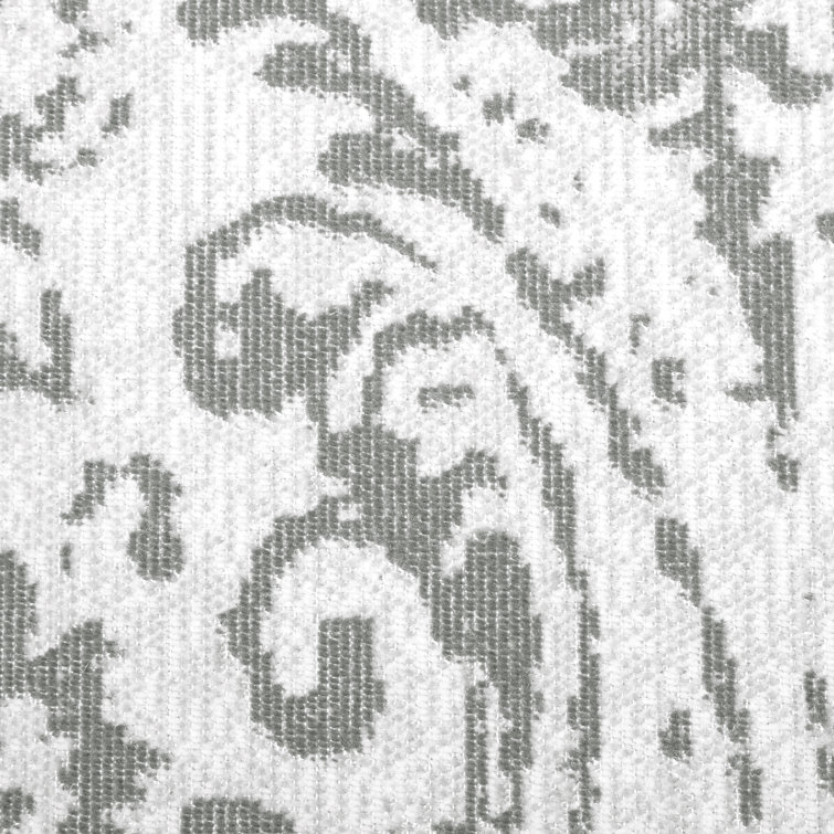 Ivory and Grey Round Synthetic Paisley Area Rug