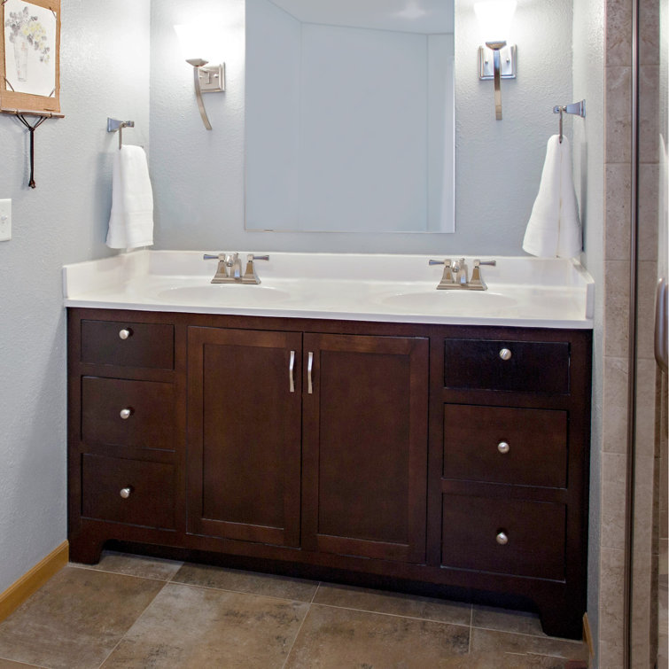61-Inch Ivory Swirl Cultured Marble Double Sink Vanity Top