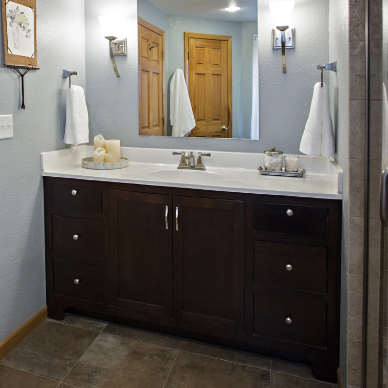 61-Inch Ivory Swirl Cultured Marble Vanity Top with Integrated Backsplash