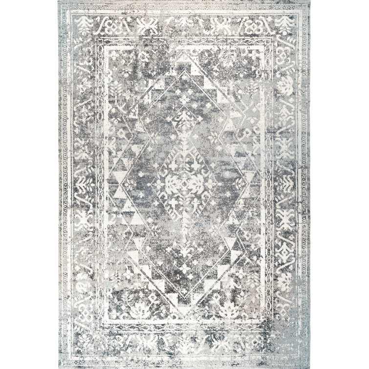 Gray Medallion 8' x 10' Synthetic Easy Care Rug