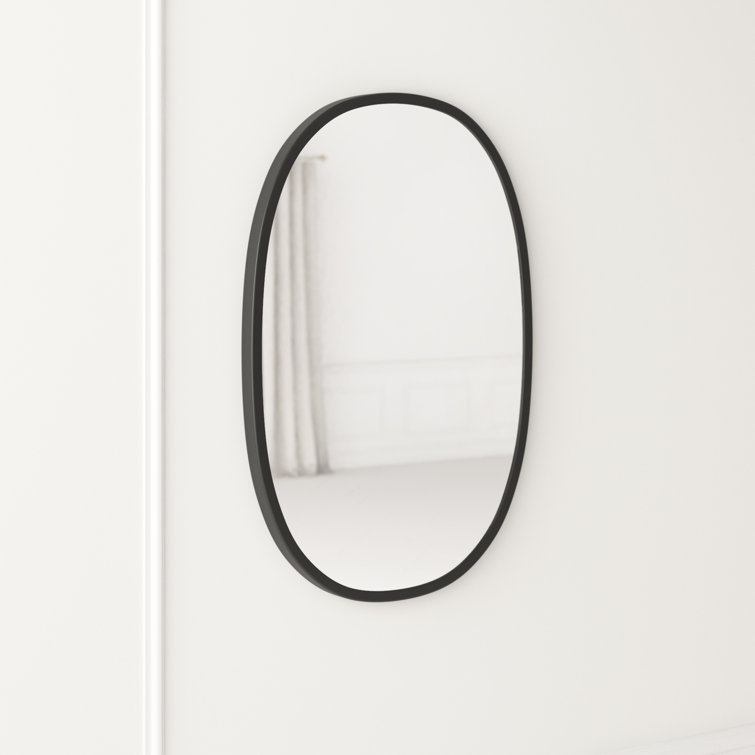 Modern Industrial Hub Oval Wall Mirror with Black Rubber Rim