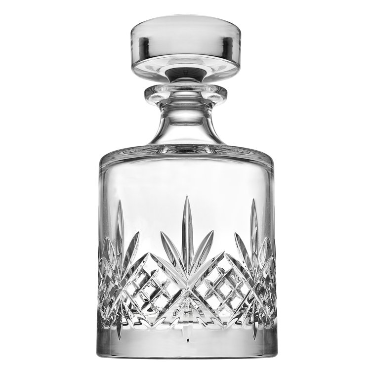Dublin Crystal Round Whiskey Decanter with Intricate Cut Details