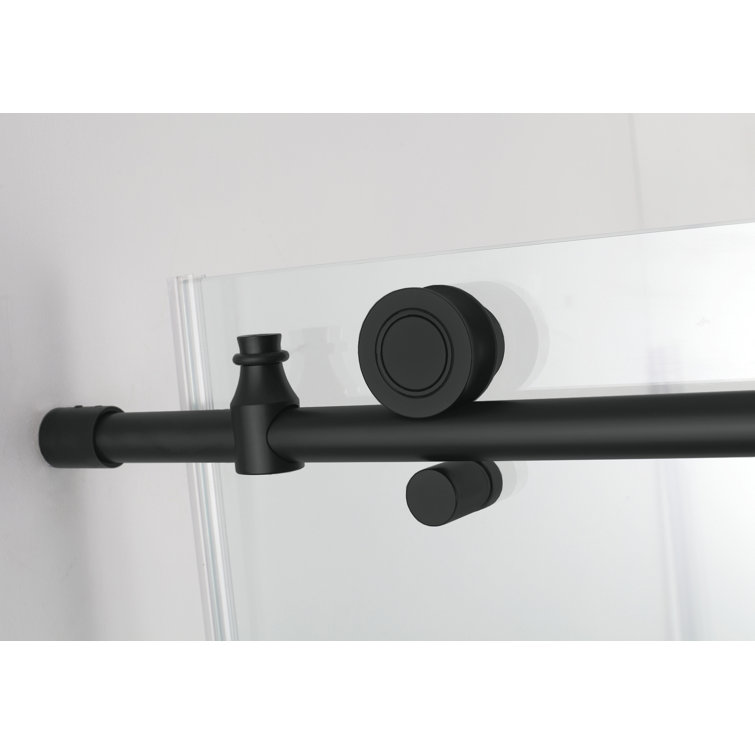 Coraline XL Matte Black Frameless Sliding Shower Enclosure