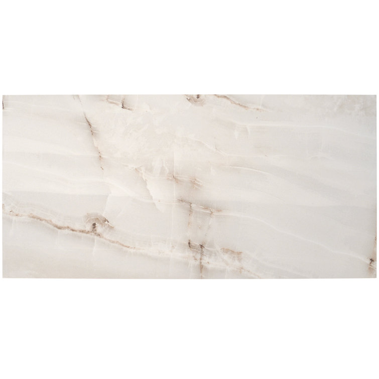 Essential 12" x 24" Polished Beige Porcelain Wall Tile